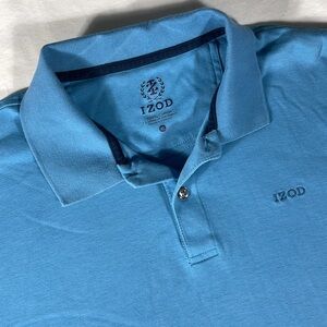 Izod mens blue two button short sleeve pique polo shirt - size XL